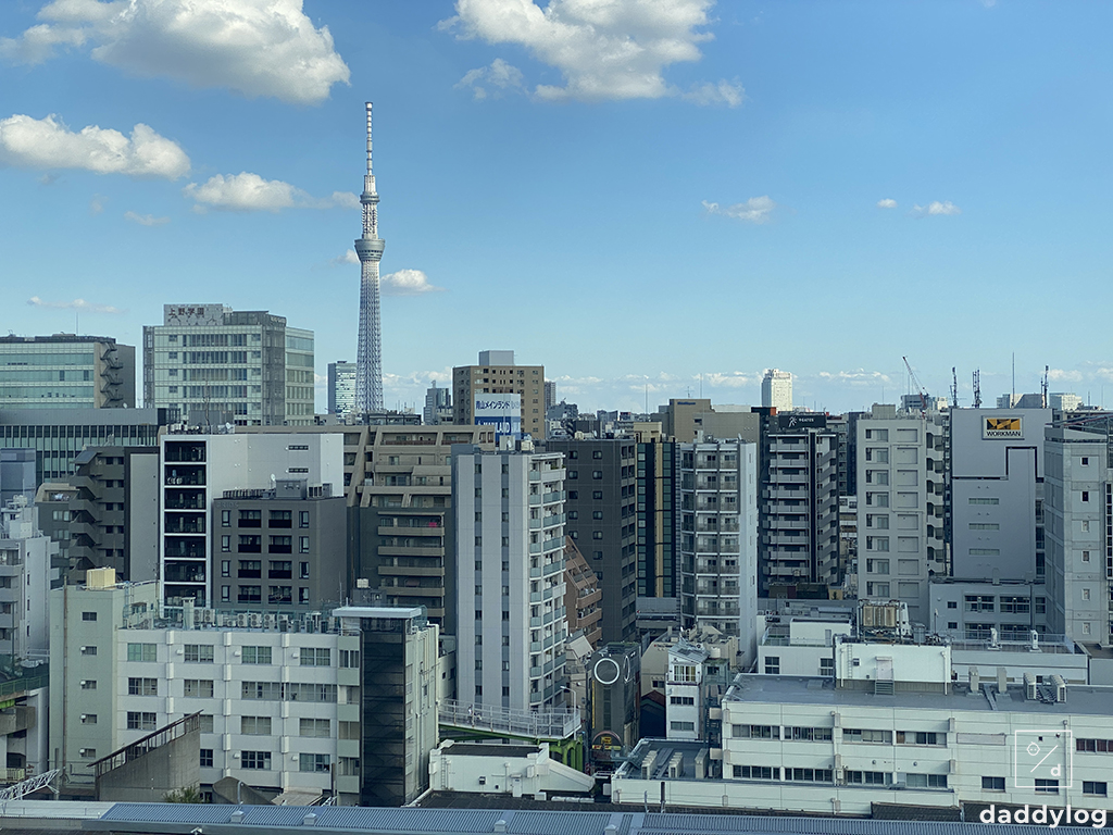 科学博物館の屋上から見るスカイツリー